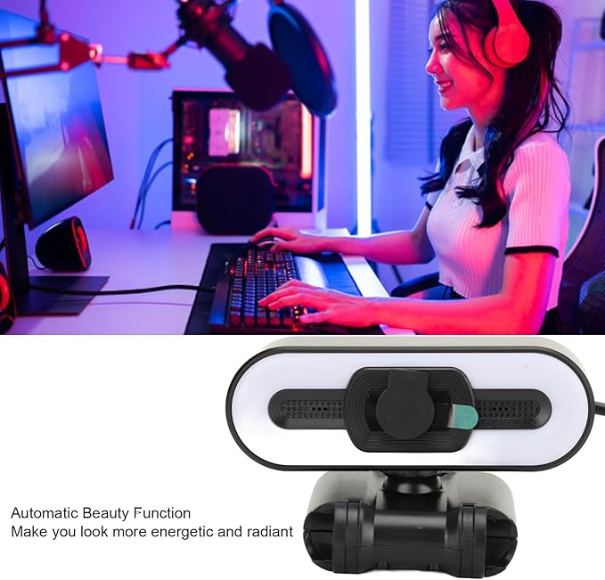 GOWENIC 4K Webcam 3840x2160p USB Camera with Built in Microphone, Super Bright Fill Light, Auto Beauty Feature, USB 2.0 Webcam for Laptop, PC, Monitor