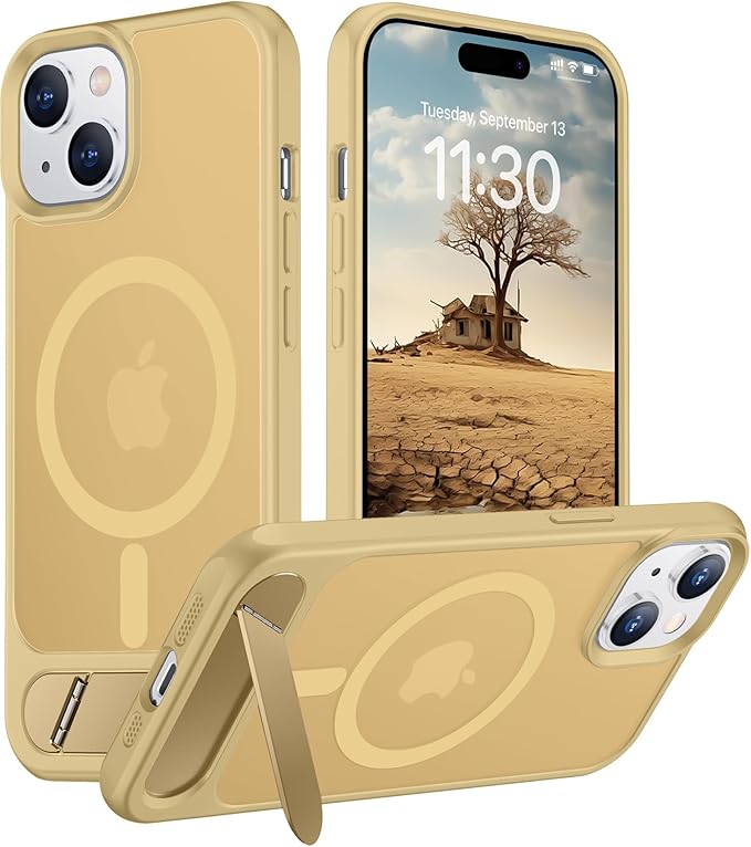 Magnetic Compatible with iPhone 15 Plus Case & iPhone 14 Plus Case, [Built-in Invisible Kickstand][Compatible with MagSafe][Military Grade Shockproof] Slim Translucent Matte Phone Case 6.7"