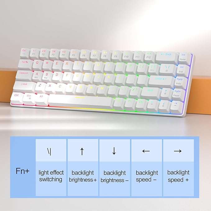 MageGee 60% Rapid Trigger Gaming Keyboard, Hall Effect Magnetic Switch, Actuation Point Adjustable, Hot Swappable RGB Backlit Wired Keyboard with Arrow Keys for Win/PC/MAC, White