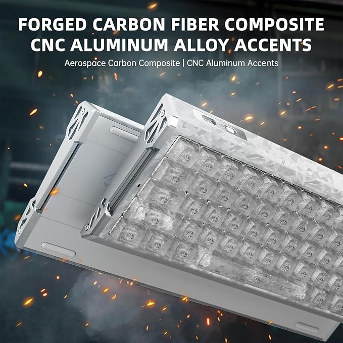 ATTACK SHARK R68HE 60% Wired Rapid Trigger 8K Mechanical RGB Gaming Keyboard with 0.005mm Accuracy,0.08ms Latency,256K Scan,Hall Effect Magnetic Switch,Carbon Fiber+CNC Aluminum Alloy for PC FPS(Ice)