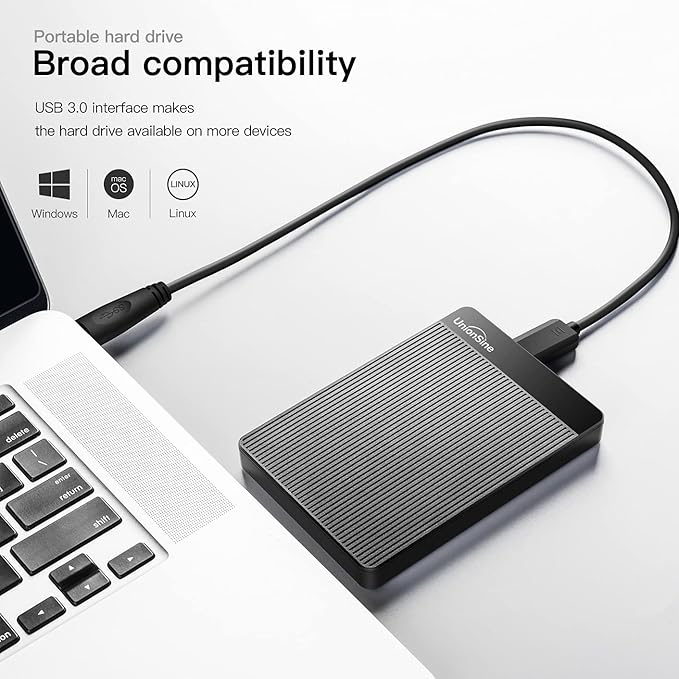 UnionSine 1TB Ultra Slim Portable External Hard Drive HDD-USB 3.0 for PC, Mac, Laptop, PS4, Xbox one, Xbox 360-(Black)