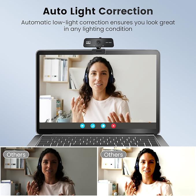 4K Webcam for PC Streaming, 4K Web Computer Camera for Desktop Computer, HD External USB Webcam with Microphone for Laptop, Video Game Camera for Monitor PS5 Zoom Conference Room