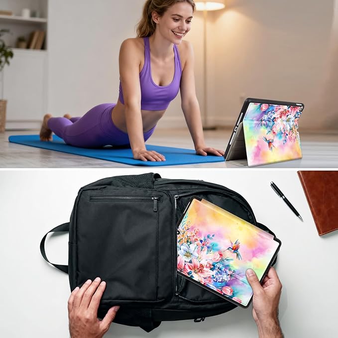 Vimorco Case for iPad Air 3 2019, for iPad Pro 10.5 inch 2017/2019, for iPad 9th/8th/7th Generation 10.2 inch,Multiple Viewing Angles,Pencil Holder, Full Protective,Auto Sleep/Wake,Hummingbird Flowers