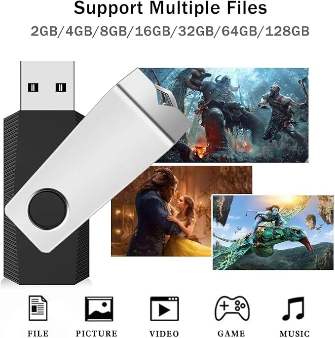 1GB Flash Drive 10 Pack, Wooolken USB 2.0 Memory Stick Thumb Drive with Lanyards Swivel USB Stick for Data Storage and Backup (Mixed Colors)