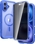Diaclara Magnetic Designed for iPhone 16 Plus Case, Full Body Rugged Case with Built-in Privacy Touch Sensitive Anti-Scratch Screen Protector, Upgraded [Full Camera Protection] (Ultramarine)
