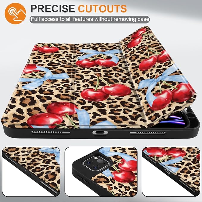 DONGKE Case for iPad Pro 12.9 inch 6th Generation 2022, Built-in Pencil Holder + Trifold Stand + Auto Wake/Sleep + Protective Cover for iPad Pro 12.9 5th/4th/3rd Gen- Leopard