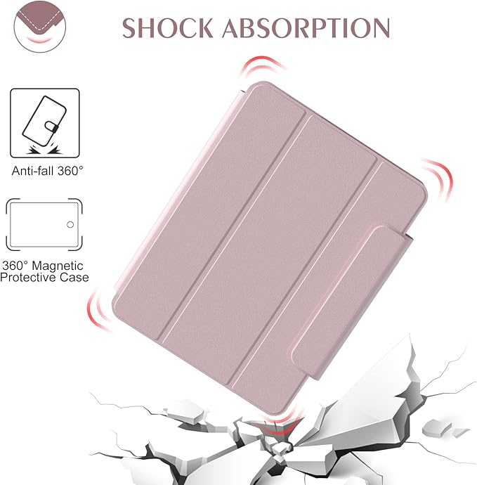 ZENLU iPad mini 6th 7th Generation Case with Removable Magnetic Folio Cover, Premium PU Leather, Multiple Angles, Pencil Charging Support, Full Protective Case for 8.3 inch iPad mini 6/7 (Pink)