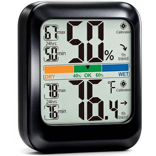 G.CATACC Digital Hygrometer Indoor Thermometer Humidity Meter Gauge, Room Thermometer Temperature and Humidity Monitor for House, Baby Nursery, Greenhouse, Reptile - Battery Included