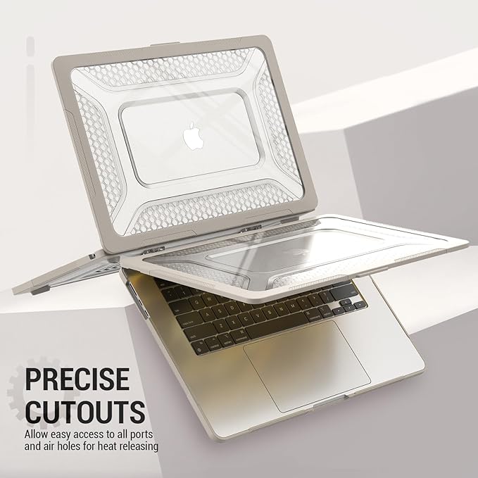 SEYMAC stock Case for MacBook Air 15 inch, Shock-Absorbing Protection with Folding Stand &Mouse Pad Case for MacBook Air 15 inch, Beige