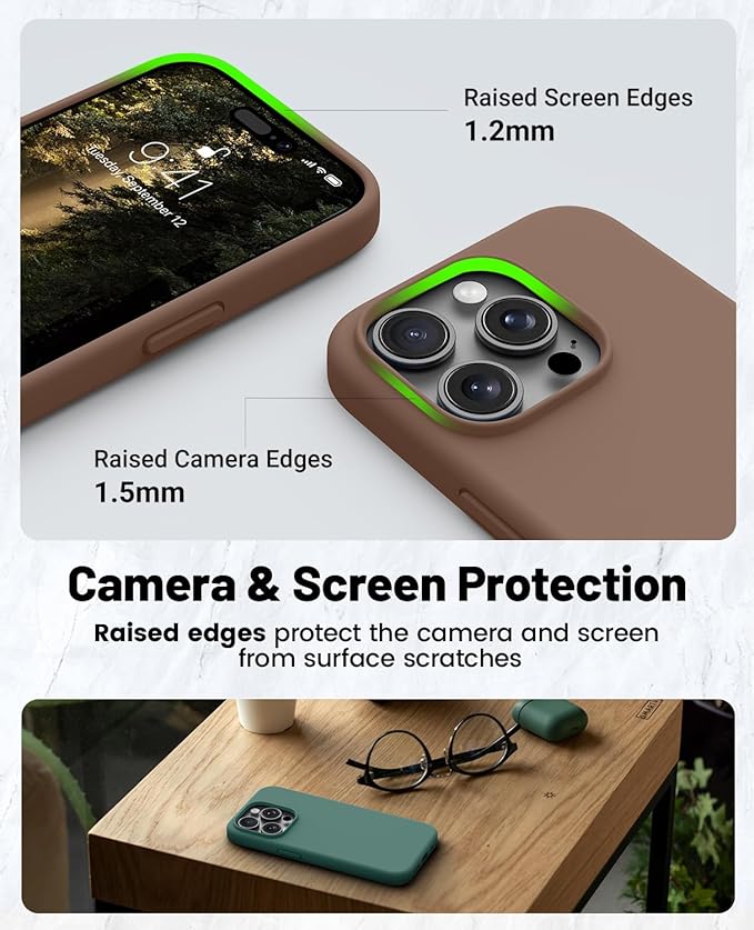 OTOFLY for iPhone 15 Pro Case [Compatible with MagSafe] Full-Body Silicone Shockproof Slim Thin Phone Case for iPhone 15 Pro 6.1 inch (Light Brown)