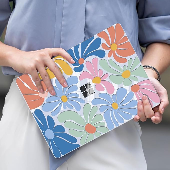 Case for 13-inch Microsoft Surface Laptop Copilot+ PC 2025 (Model 2095), Printed Pattern Ultra-Slim Plastic Hard Shell Case Protective Cover, Colorful Flowers