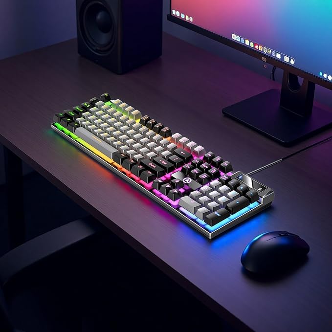 Gaming Keyboard Wired E-Sports Key Board RGB Backlit Computer Keyboard Square Key for Desktop Laptop PC Mac Game Typing