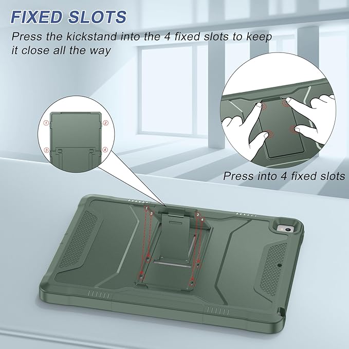 Soke Case for iPad 6th/5th Generation 9.7 Inch 2018/2017,with Built-in Screen Protector and Kickstand, Rugged Full-Body Heavy Duty Protective Cover for Apple iPad Air 2 /Pro 9.7 - Calke Green