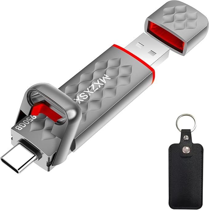 256GB USB Flash Drive,Up to 550MB/s External SSD Thumb Drive, USB 3.2 + Type C, for iPhone15/16/17, Android Phone, PS4/PS5/MacBook/iPad/SmartTV, Zinc Alloy Body
