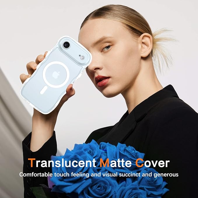 BENTOBEN Magnetic for iPhone Air Case 2025, Cute Wavy [Full Camera Protection] [Compatible with MagSafe] Matte Anti-Slip Bumper Women Girls Boys Protective Cover for iPhone 17 Air 6.5", Clear White