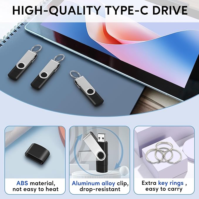 20Packs of 4GB FAT32 USB2.0 & Type-C Flash Drives EASTBULL 2-in-1 Dual Flash Drive Bulk USB-A + USB-C Thumb Drives Pack OTG Memory Sticks Compatible with Smartphones, Computers, Tablets, Mac (Black)
