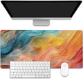 Abstract Marble Desk Mat, Large Gaming Mouse Pad, Non-Slip Rubber Base Pad with Stitched Edges for Home Decor - 35.4" x 15.7"