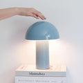 Brightech Celia Small Lamp – 10" Touch-Controlled Mushroom Table Lamp, Cordless & Dimmable LED, Portable & Rechargeable Bedside Night Light, Sustainable Recycled Modern Lamp for Home Décor, Light Blue
