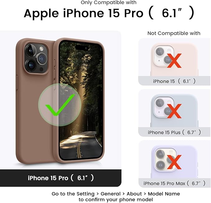 OTOFLY for iPhone 15 Pro Case [Compatible with MagSafe] Full-Body Silicone Shockproof Slim Thin Phone Case for iPhone 15 Pro 6.1 inch (Light Brown)