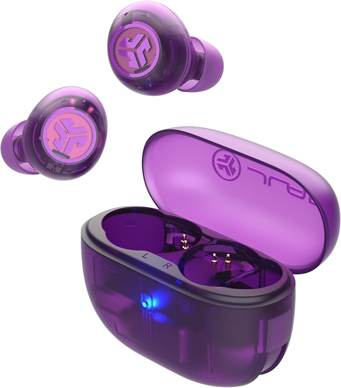 JLab Go Pop ANC, True Wireless Earbuds, Active Noise Cancelling, Transparent Purple