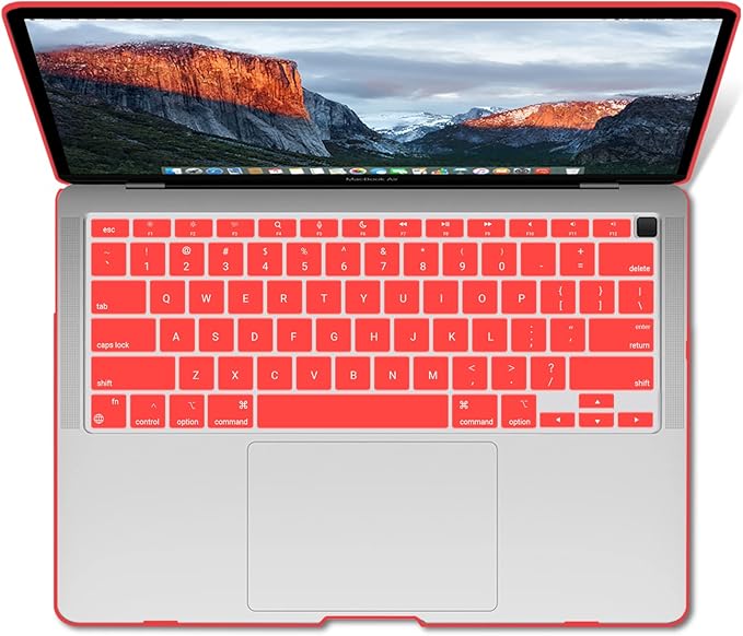 IBENZER Compatible with New MacBook Air 13 inch Case 2022 2021 2020 M1 A2337 A2179 A1932, Plastic Hard Shell Case with Keyboard Cover for Mac Retina Display with Touch ID, Red, MMA-T13RD+1A