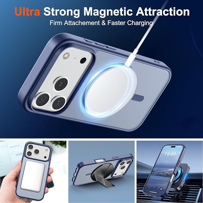 SUPFINE Magnetic for iPhone 17 Pro Case (Compatible with MagSafe)(Military Grade Drop Protection) Translucent Matte Shockproof with Anti-Fingerprint Phone Cover,Lavender Gray