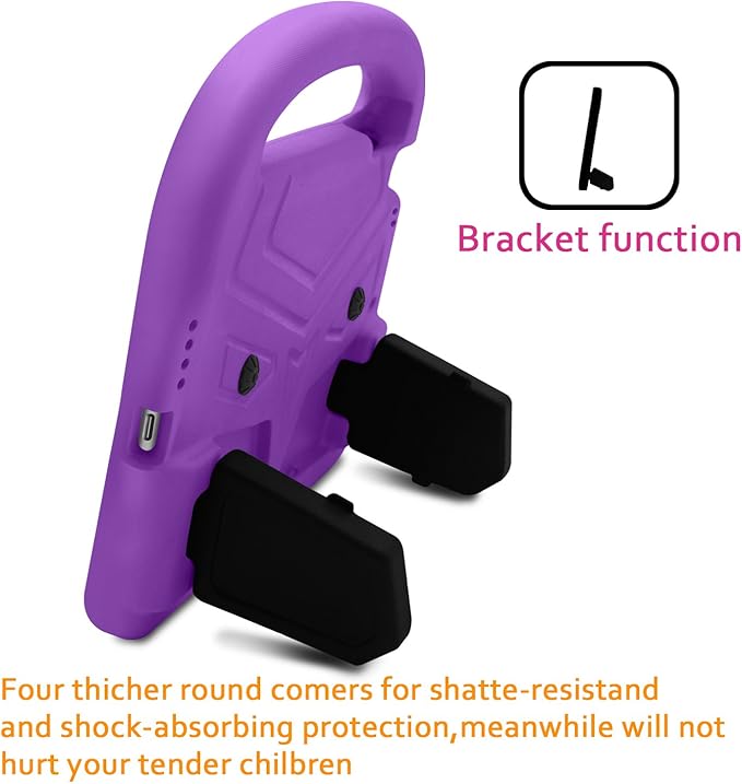Kids Case for 7.9" iPad mini 5/Mini 4/Mini 3/Mini 2/Mini 1, Friendly Silicone Shockproof Cover with Handle Kickstand for Apple iPad mini 5th (2019), Mini 4th/ 3rd/ 2nd/1st Generation, Purple