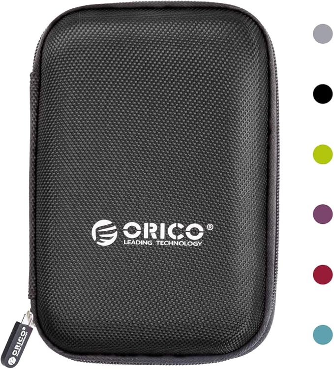 ORICO Hard Drive Case 2.5 inch External Drive Storage Carrying Bag Waterproof Shockproof with Inner Size 5.5x3.5x1.0inch for Organizing HDD and Electronic Accessories, Black(PHD-25)