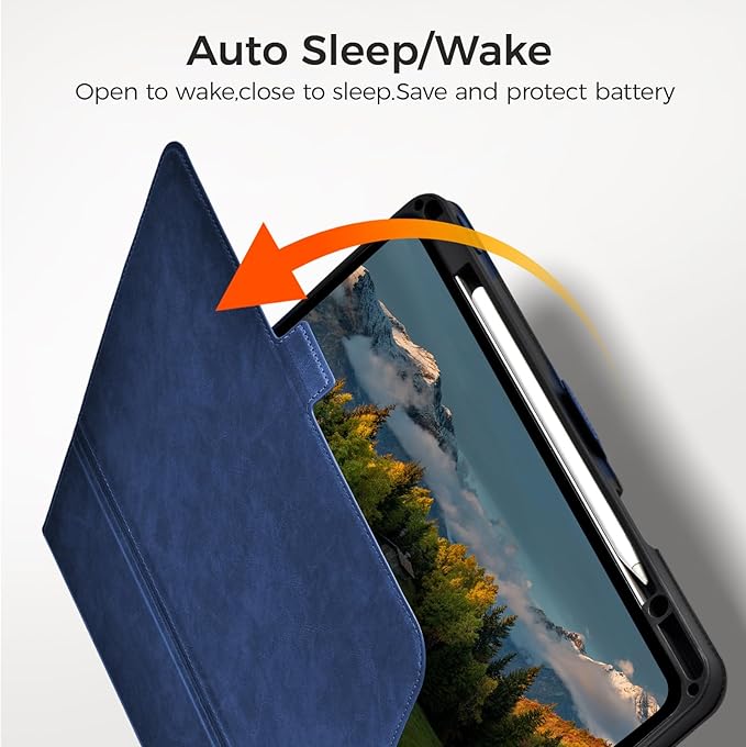 Slim Case for iPad Pro 11 Inch M5/M4 (2025/2024) A3357/A3358/A2836/A2837 with Pencil Holder,Lightweight Cover,Magnetic Closure,Multi Angle Stand,Typing Angle,Auto Sleep/Wake,Dark Blue