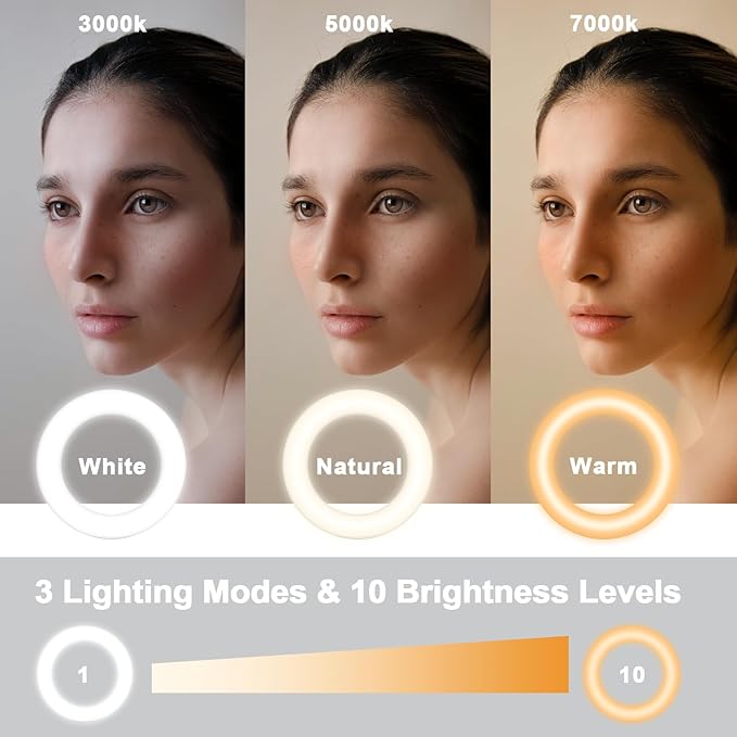 Ring Light Clip on Laptop Monitor, Webcam Light 10 Brightness Level Video Conference Lighting for Remote Working/Zoom Calls/Self Broadcasting/Live Streaming/Video Recording/TikTok