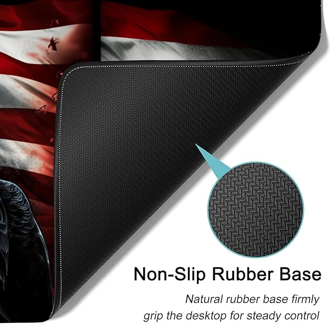 Large Mouse Pad, 31.5 x 11.8in Extended Gaming Mouse Pad with Stitched Edges, XXL Mousepad Protector Non Slip Rubber Base for Office and Home Writing Mat, Vintage USA Flag American Eagle Flag Desk Mat