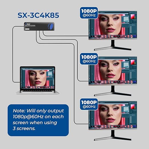 OREI USB C Docking Station Triple Monitor, SplitXtend 12-in-1 Laptop Dock with 2 HDMI + DisplayPort, 4K@60Hz, 85W PD, Ethernet, USB, SD/TF – 3 Monitor Dock (MST, No Drivers, Windows)