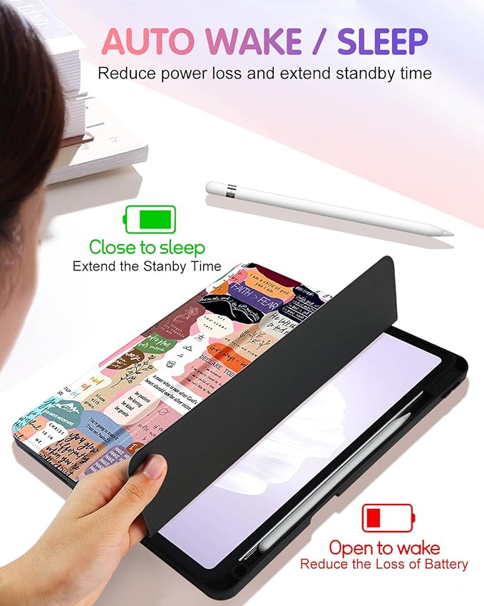 Uppuppy for iPad Air 11 inch Case, Air 5th/4th Generation 10.9, Pro 11'' (4th/3rd/2nd/1st Gen) Case Girls Cute Women Pencil Holder Quotes Design Girly Folio Cover for iPad Air 11 2024/2025 (M2/M3)