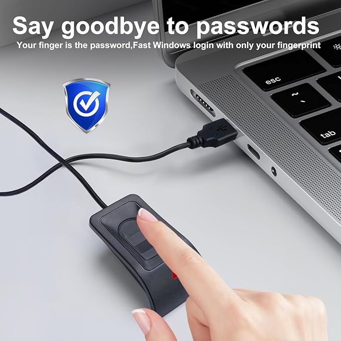 USB Fingerprint Reader Fingerprint for Windows10/11, Windows Hello Automatic Driver Installation with 5ft Extension Cable-Windows Password Free Operation