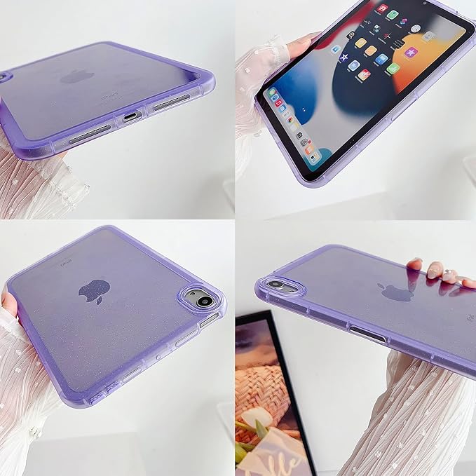 Case for iPad mini 7 (A17 Pro) 2024/ iPad mini 6 Case 2021,iPad mini 7th/6th Generation 8.3 inch, UUcovers Glitter Clear Soft TPU Back Shockproof Bling Sparkly Silicone Lightweight Thin Cover, Purple