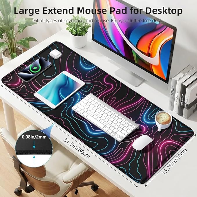 Rcege Large Mouse Pad for Desk - Gaming Mouse Pad with Stitched Edges, Anti-Slip Base for Keyboard and Mouse(Dazzle Red, 31.5L x 15.8W inches)
