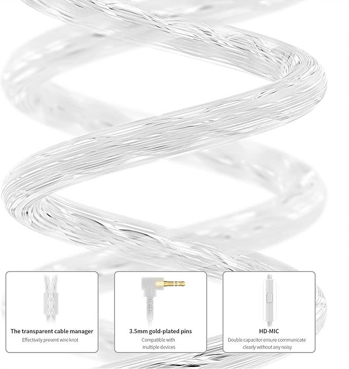 CCA CRA+ in Ear Monitor Earphone, Patented Ultra-Thin Diaphragm Dynamic Driver IEM, Clear Sound & Deep Bass, Wired Earbuds with Tangle-Free Removable Cord