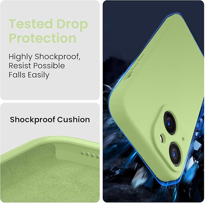 FireNova Designed for iPhone 14 Case, Silicone Upgraded [Camera Protection] Phone Case, Soft Anti-Scratch Microfiber Lining Inside, 6.1 inch, Tea Green