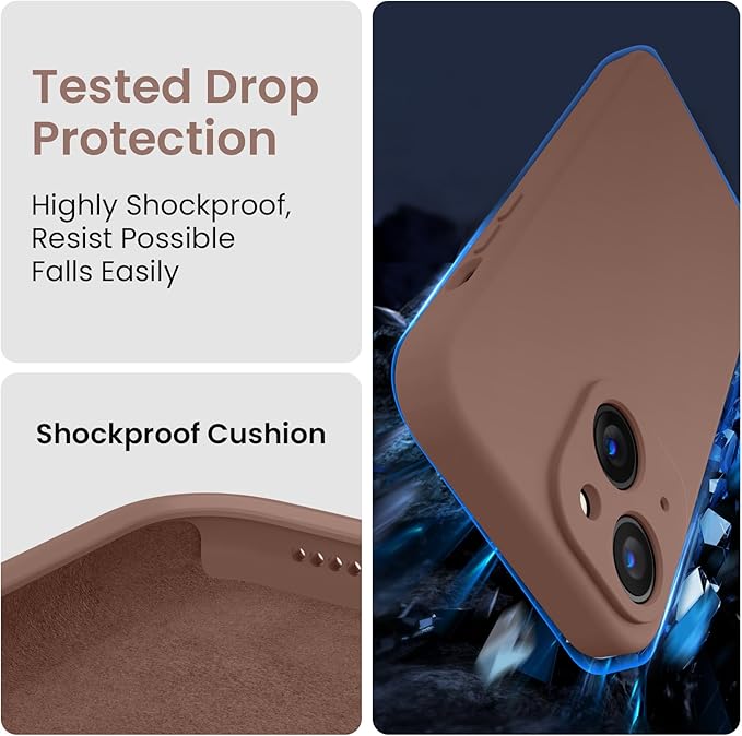 FireNova Designed for iPhone 15 Plus Case, Silicone [Camera Protection] Case, Soft Anti-Scratch Microfiber Lining Inside, 6.7 inch, Light Brown