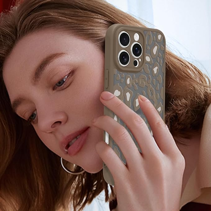 KANGHAR Case for iPhone 16 Pro Brown Leopard Printed Pattern Compatible with Magsafe Cute Cheetah Protective Magnetic Case for Girls Women 6.3"