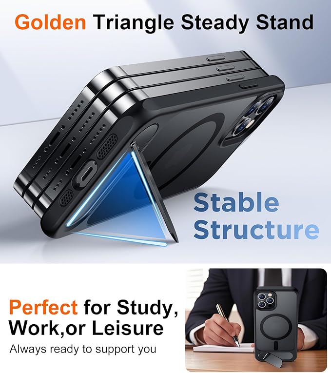 Magnetic Compatible with iPhone 12 Pro Max Case, [Built-in Invisible Kickstand][Compatible with MagSafe][Military Grade Shockproof] Slim Translucent Matte Phone Case for iPhone 12 Pro Max 6.7"