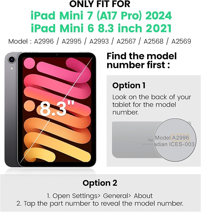 SEYMAC Case for iPad mini 7th Generation (A17 Pro) 2024/ Mini 6th Generation 8.3 Inch, Full-Body Shockproof Protective Case with Screen Protector, 360° Rotating Stand, Hand/Shoulder Strap, Blue