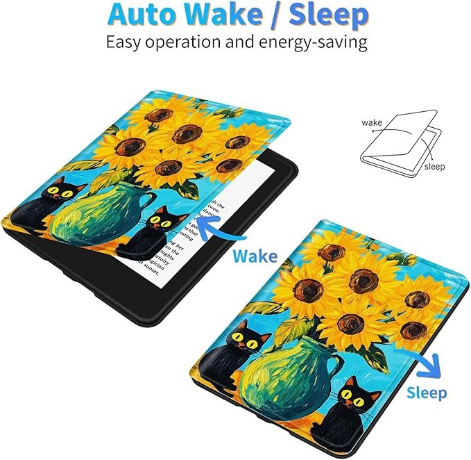 for Amazon Kindle Fire HD 10 (9th/7th/5th Generation, 2019/2017/2015 Release) 10.1" Tablet Case, Slim Kickstand Stand Leather Smart Cover with Auto Wake/Sleep, Art Turtle