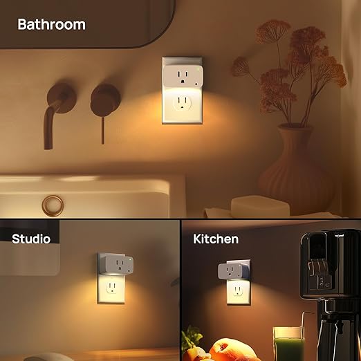 Linkind Matter Smart Plug 4 Pack, Night Lights Plug into Wall, Work with Alexa, Apple Home, Google, Timer Outlet 15A/1800W, ETL Certified, 2.4G WiFi, Dusk to Dawn 2700K, for Hallway, Bathroom, Kids