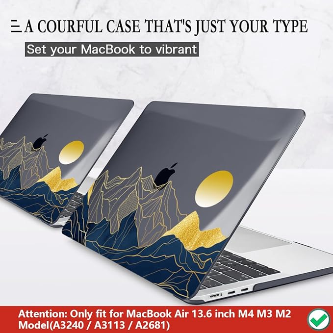 CISSOOK Compatible with MacBook Air 13.6 Inch Case A3449 A3240 A3113 A2681, Laptop Hard Shell Mountain Sunshine Cover with Keyboard Cover for MacBook Air 13 M2 M3 M4 M5 Release 2022 2024 2025 2026