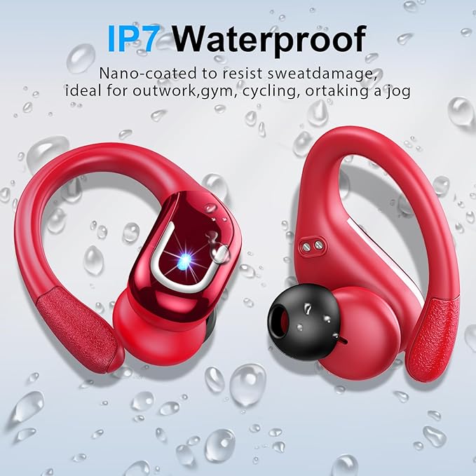 Wireless Earbuds Sport, Bluetooth 5.4 Headphones 2025 Bluetooth Earbuds with 75Hrs Stereo, 4 ENC Mic, Over-Ear Buds with Earhooks Noise Canceling Earphones , IP7 Waterproof Headset for Workout/Running