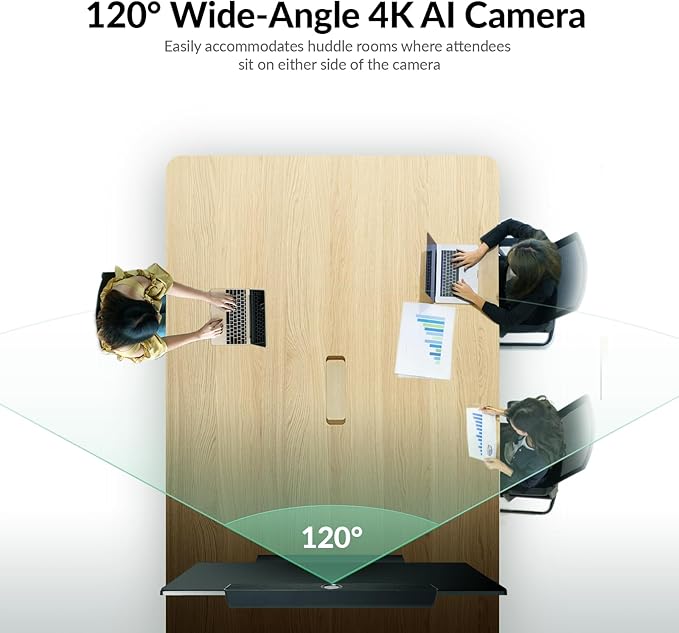 4K Conference Room Camera System with AI Auto Framing, Speaker & Presenter Tracking, Magnetic Privacy Cover, 120° Wide Angle, 5X Zoom, 4-Mic Array & Dual Speakers, USB for Teams, Zoom, Google Meet