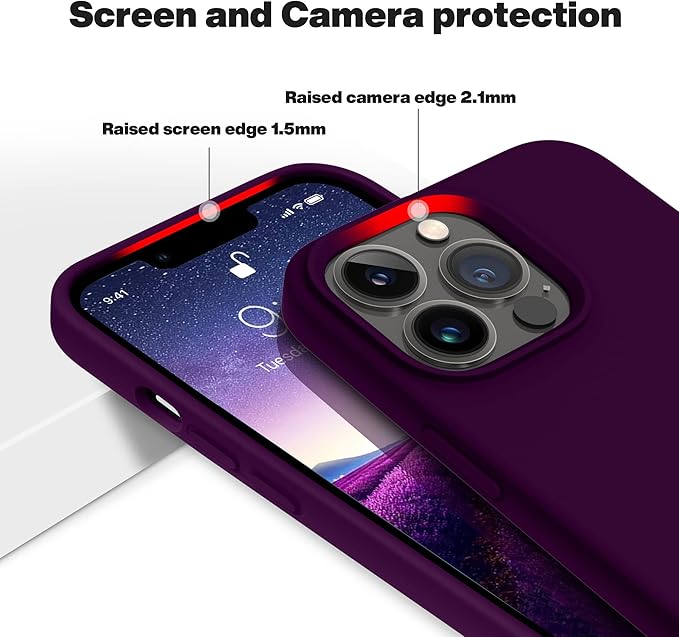 OTOFLY Compatible with iPhone 13 Pro Case,Liquid Silicone Slim Protective Shockproof Phone Case Cover with Anti-Scratch Microfiber Lining, 6.1 inch (Purple)