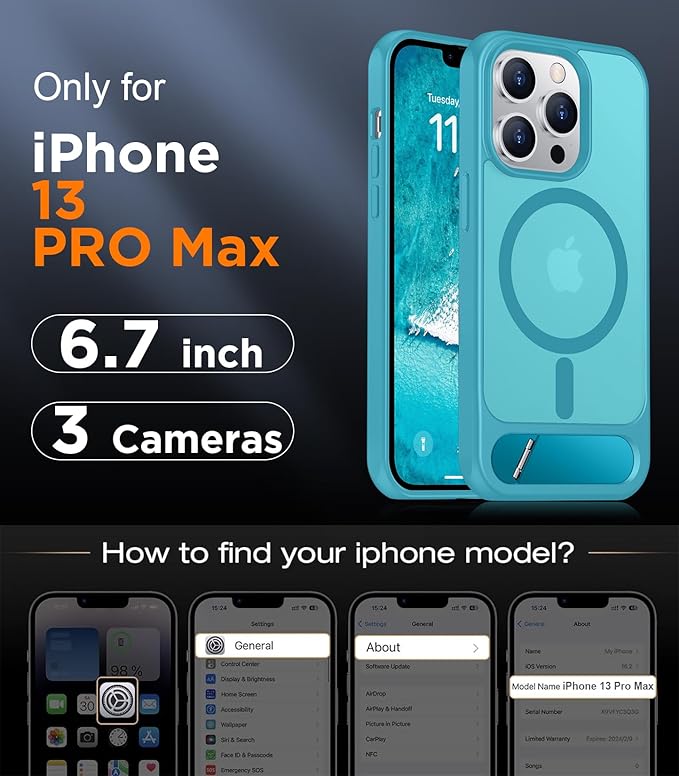 Magnetic Compatible with iPhone 13 Pro Max Case, [Built-in Invisible Kickstand][Compatible with MagSafe] [Military Grade Shockproof] Slim Translucent Matte Phone Case for iPhone 13 Pro Max 6.7"