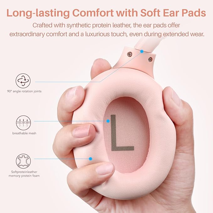 TOZO Hybrid Active Noise Cancelling Headphones, Wireless Over Ear Bluetooth Headset, 60H Playtime, Hi-Res Audio Custom EQ via App Deep Bass Comfort Fit Ear Cups, for Home Office Travel